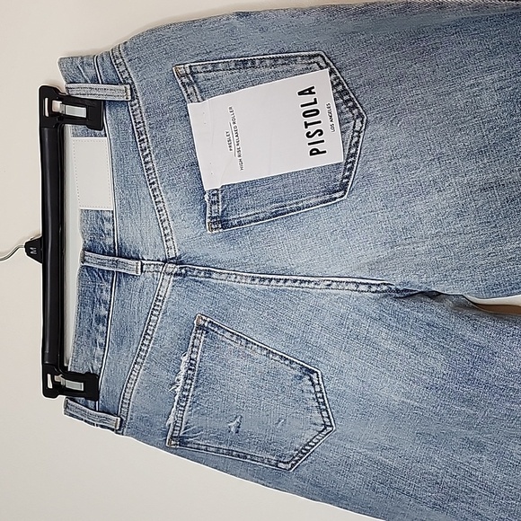 NEW Pistola Presley High Rise Relaxed Roller Jean Distressed Straight Leg Luxury - Picture 9 of 14